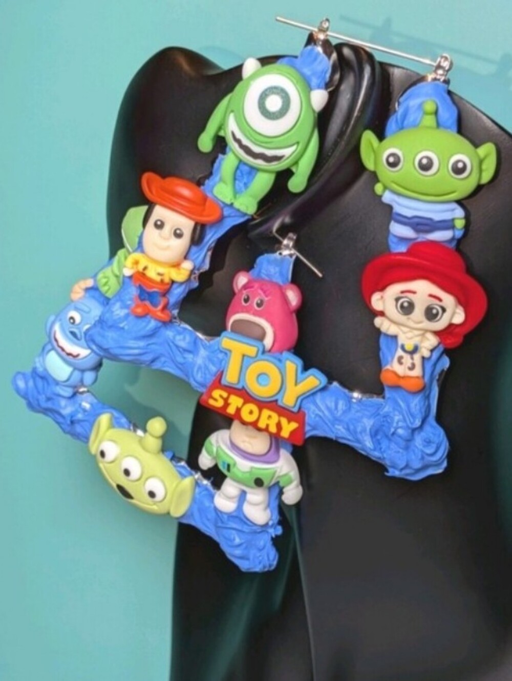 Handmade XL Blue Character Toy Story Character Dangle Earrings